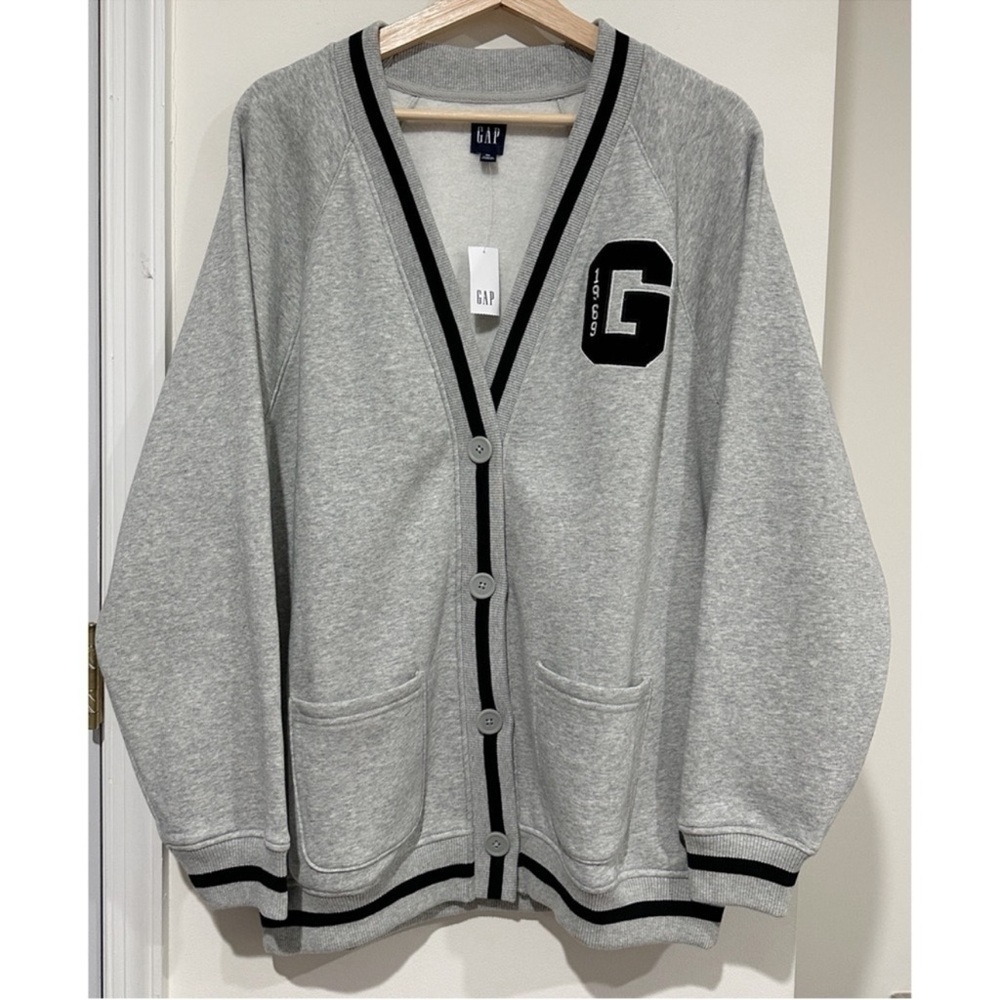 GAP Letterman's V Neck Button Down Sweatshirt